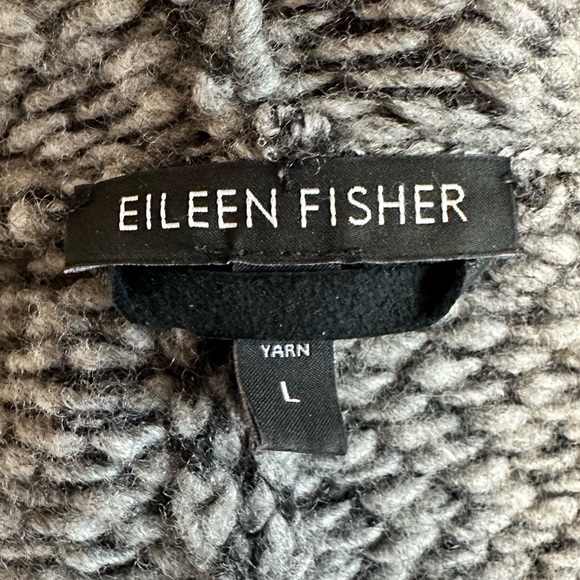 Eileen Fisher wool and Leather Moon High Collar Asymmetrical Jacket Size Large - Picture 9 of 12